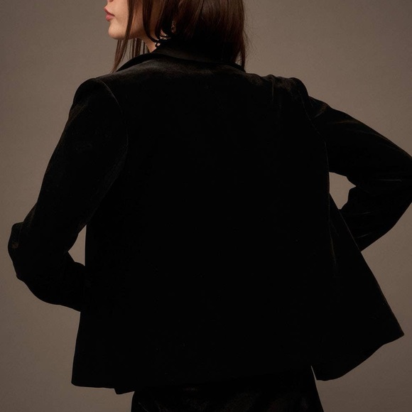 Black Velvet Blazer with Satin Lining - Picture 6 of 6